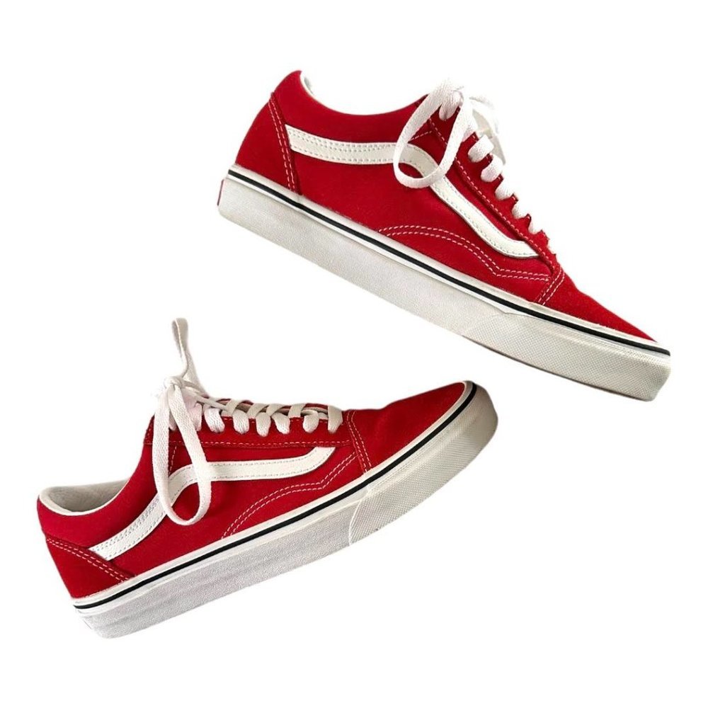 Vans Red and White Athletic Shoes